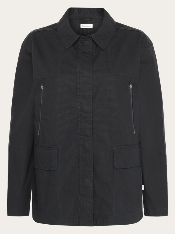 KnowledgeCotton Apparel - WMN Ripstop overshirt Jackets 1300 Black Jet
