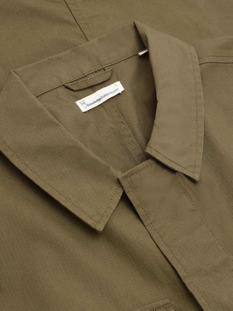 KnowledgeCotton Apparel - MEN Ripstop overshirt - GOTS/Vegan Jackets 1068 Burned Olive