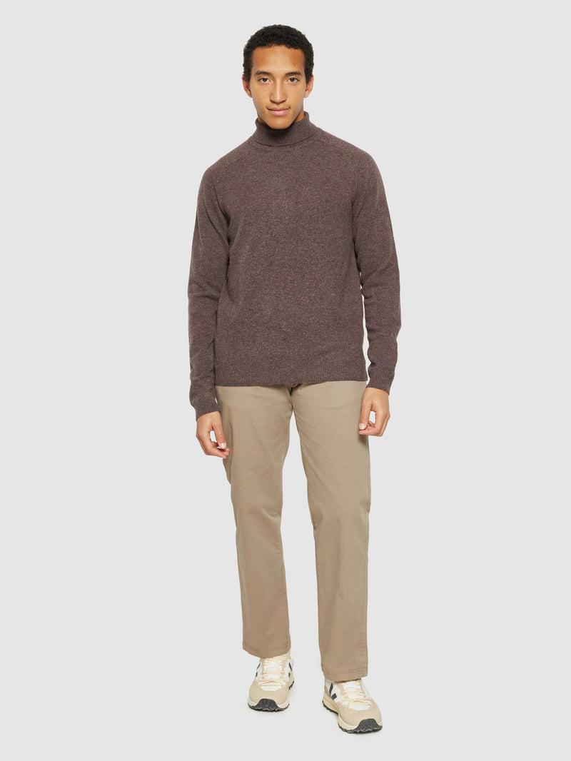 KnowledgeCotton Apparel - MEN Roll neck knit Knits 1243 Demitasse (brown)