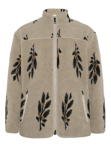 KnowledgeCotton Apparel - MEN SOS Loose Fit AOP Zip Fleece - GRS/Vegan Fleeces 9930 Beige