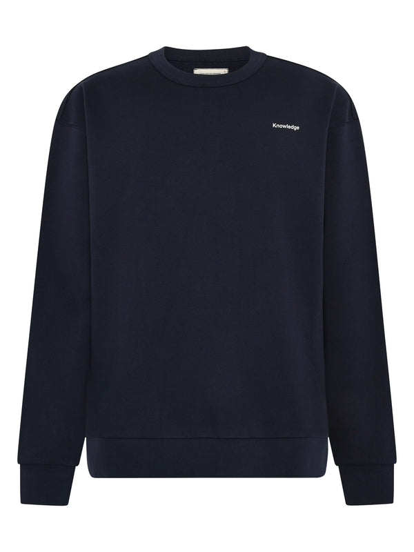 KnowledgeCotton Apparel - MEN SOS Organic Cotton Back Print Crew Neck - GOTS/Vegan Sweats 1412 Night Sky