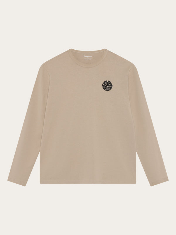 KnowledgeCotton Apparel - MEN SOS Organic Cotton Long sleeved T-shirt - GOTS/Vegan Long Sleeves 1228 Light feather gray