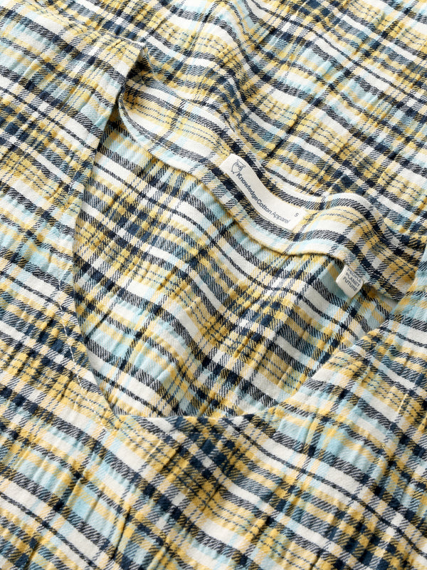 KnowledgeCotton Apparel - WMN Seersucker check tunica dress - GOTS/Vegan Dresses 7024 Yellow check