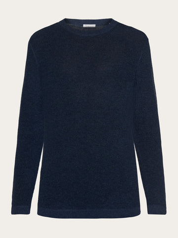 KnowledgeCotton Apparel - MEN Slim crew neck mixed yarns light knit - OCS Knits 1412 Night Sky