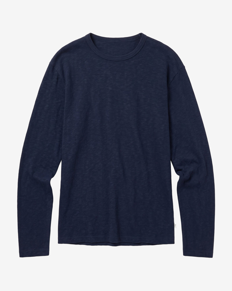 KnowledgeCotton Apparel - MEN Slub long sleeve t-shirt Long Sleeves 1412 Night Sky