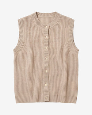 KnowledgeCotton Apparel - WMN Soufflé yarn vest Knits 1228 Light feather gray