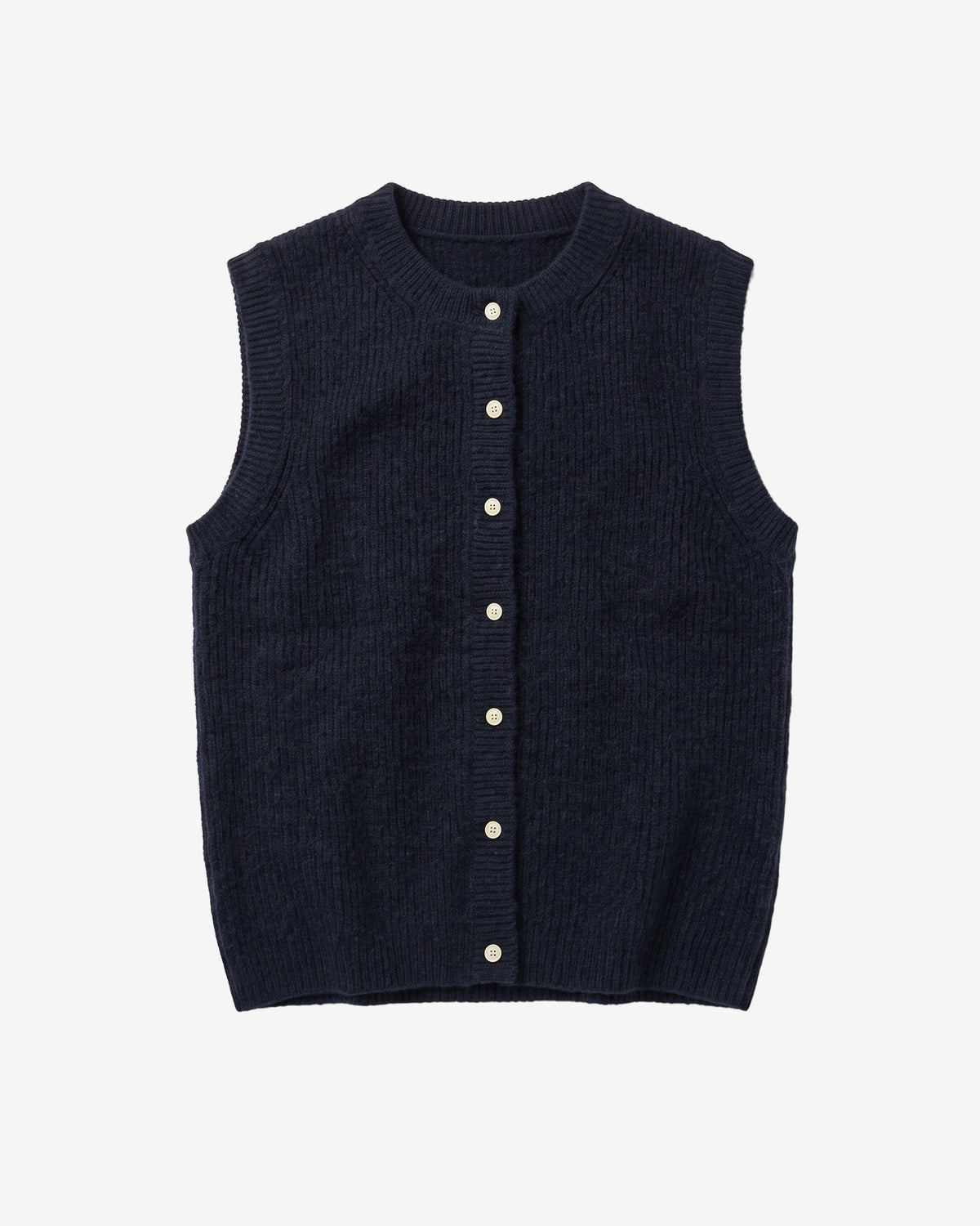 KnowledgeCotton Apparel - WMN Soufflé yarn vest Knits 1300 Black Jet