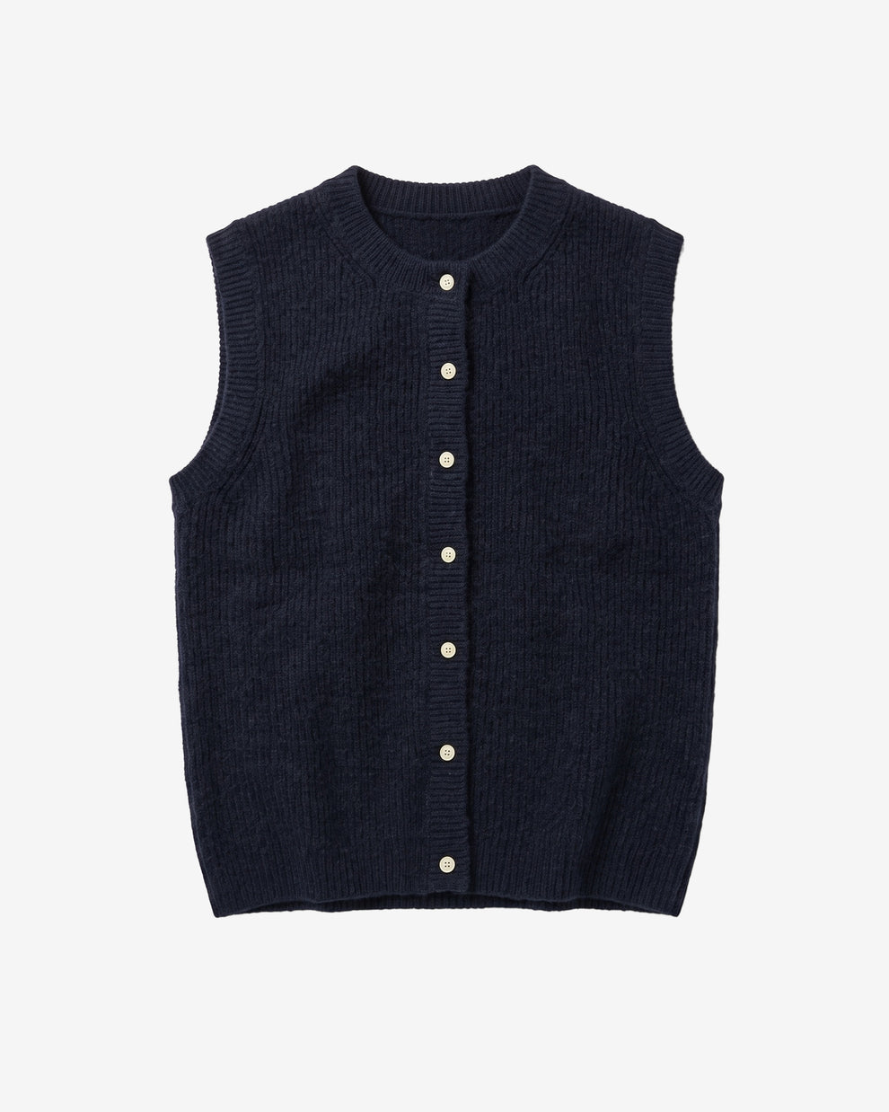 KnowledgeCotton Apparel - WMN Soufflé yarn vest Knits 1300 Black Jet