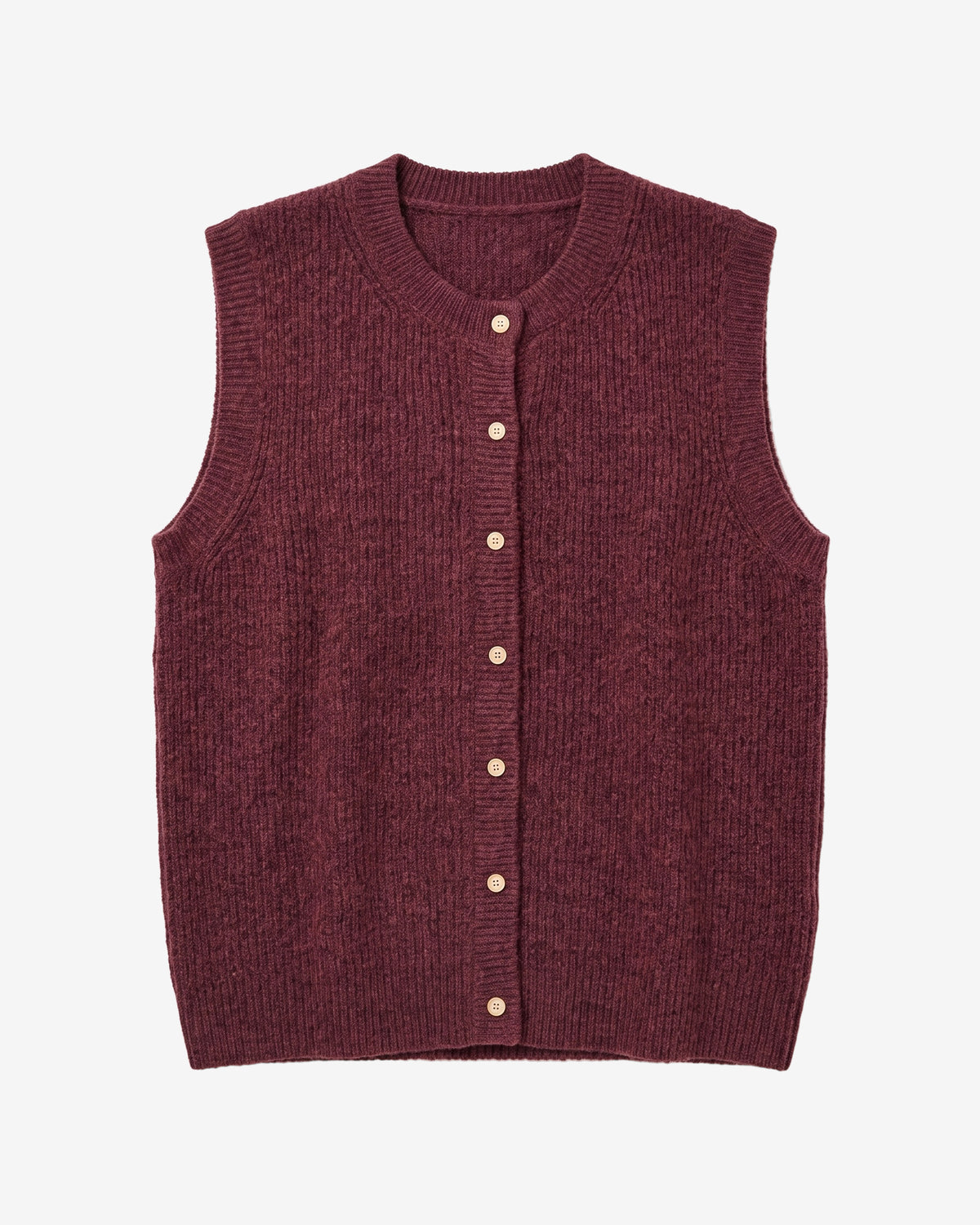 KnowledgeCotton Apparel - WMN Soufflé yarn vest Knits 1500 Burgundy