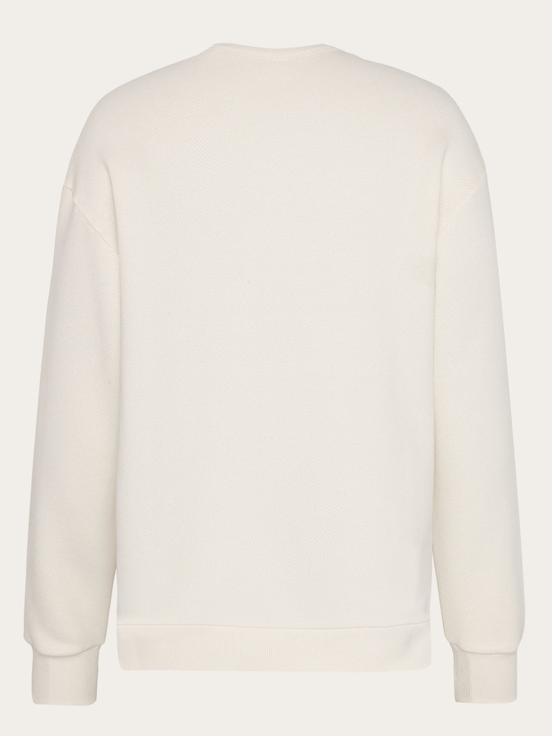 KnowledgeCotton Apparel - MEN Straight fit sweat with embroidery at chest Sweats 1387 Egret