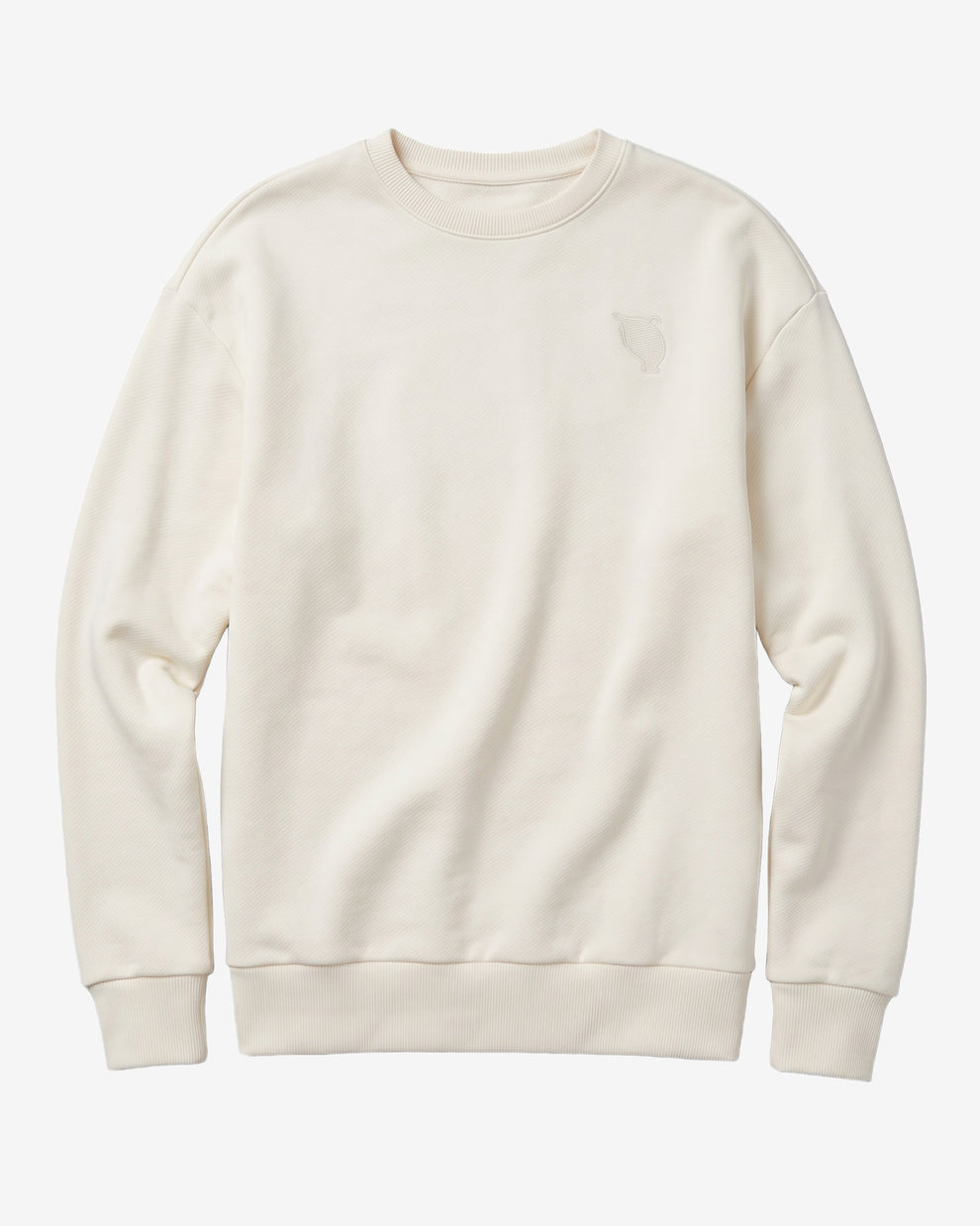KnowledgeCotton Apparel - MEN Straight fit sweat with embroidery at chest Sweats 1387 Egret