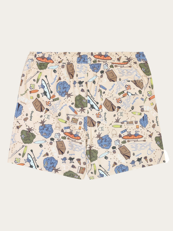 KnowledgeCotton Apparel - MEN Stretch AOP swimshorts - GRS/Vegan Swimshorts 9933 Creme