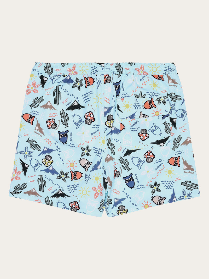 KnowledgeCotton Apparel - MEN Stretch AOP swimshorts - GRS/Vegan Swimshorts 9934 Light Blue