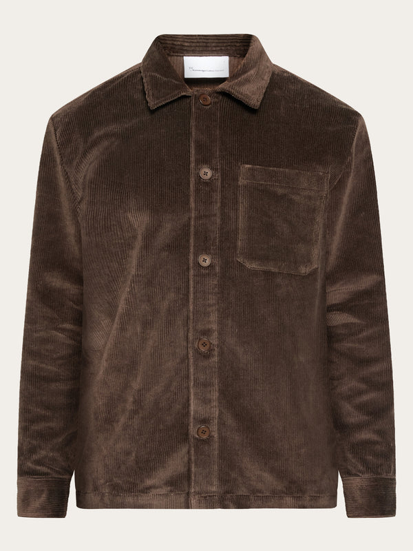 KnowledgeCotton Apparel - MEN Stretched 8-wales corduroy overshirt Overshirts 1243 Demitasse (brown)