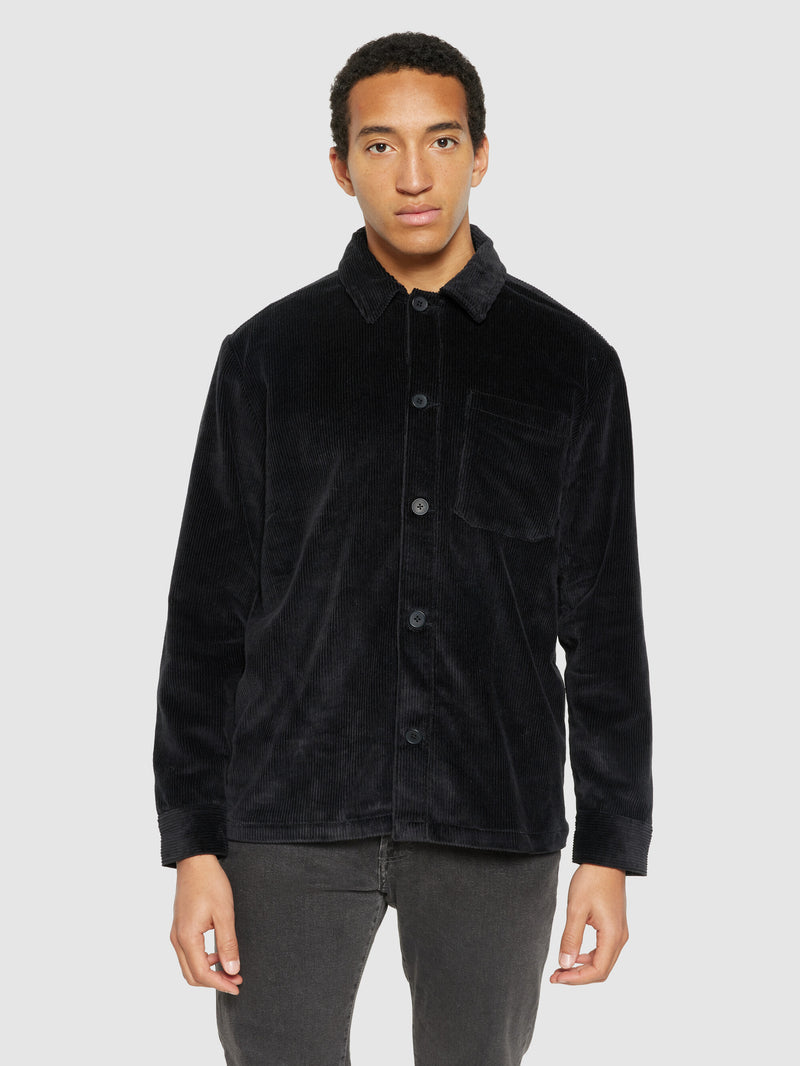 KnowledgeCotton Apparel - MEN Stretched 8-wales corduroy overshirt Overshirts 1300 Black Jet