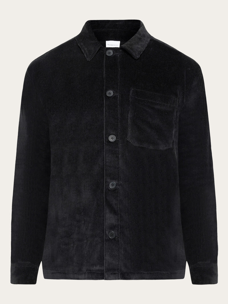 KnowledgeCotton Apparel - MEN Stretched 8-wales corduroy overshirt Overshirts 1300 Black Jet