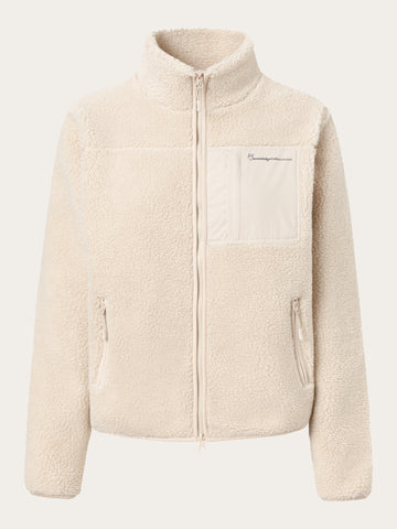 KnowledgeCotton Apparel - WMN Teddy high neck zip jacket Fleeces 9999 Item Colour