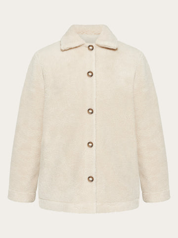 KnowledgeCotton Apparel - WMN Teddy overshirt jacket - GRS/Vegan Fleeces 9999 Item Colour