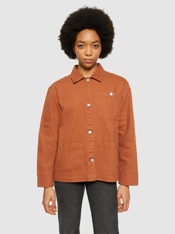 KnowledgeCotton Apparel - WMN Twill workwear jacket - GOTS/Vegan Overshirts 1426 Mocha Bisque