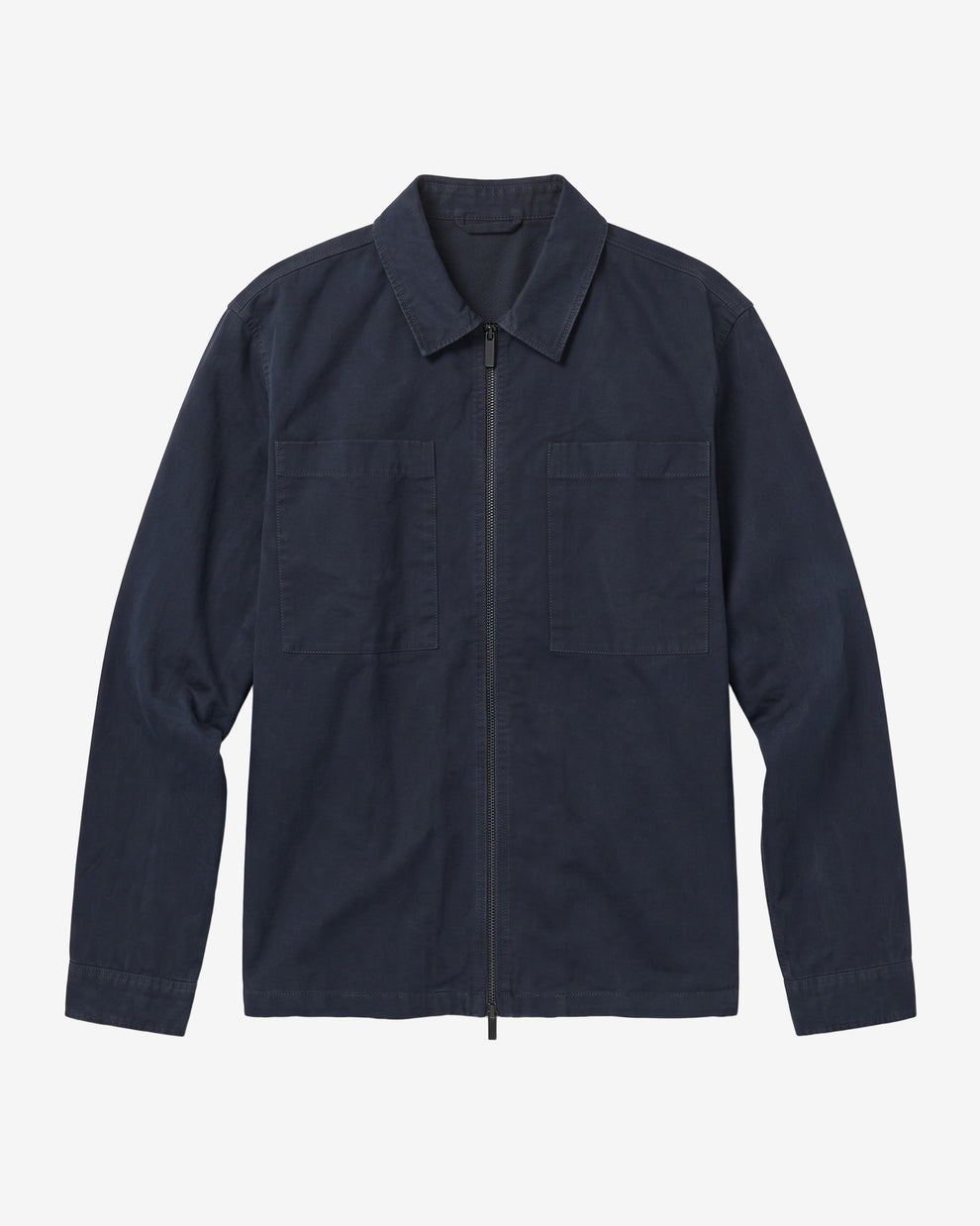 KnowledgeCotton Apparel - MEN Twill zip overshirt Overshirts 1001 Total Eclipse