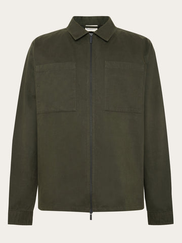 KnowledgeCotton Apparel - MEN Twill zip overshirt Overshirts 1090 Forrest Night