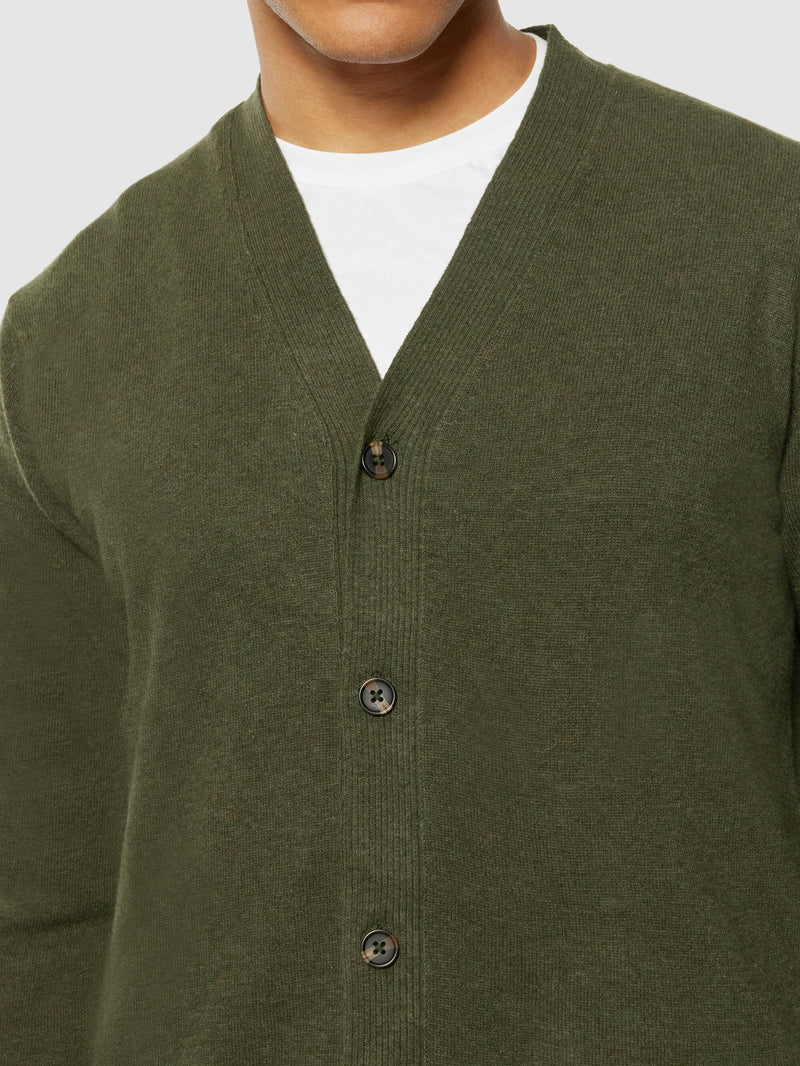 KnowledgeCotton Apparel - MEN V-neck wool knit cardigan - RWS Knits 1090 Forrest Night