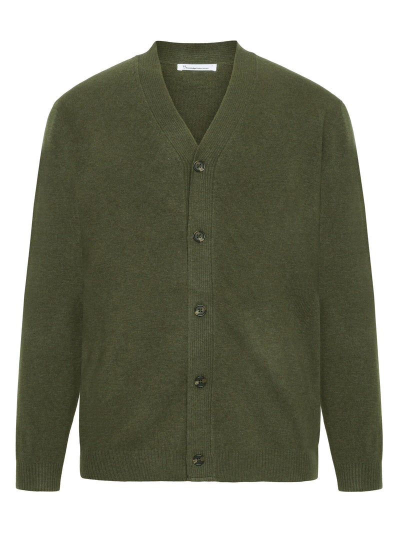 KnowledgeCotton Apparel - MEN V-neck wool knit cardigan - RWS Knits 1090 Forrest Night