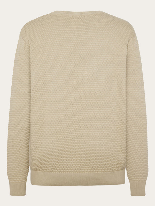 KnowledgeCotton Apparel - MEN VAGN regular bubble knit crew neck - Regenerative Organic Certified - GOTS/Vegan Knits 1228 Light feather gray