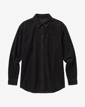 KnowledgeCotton Apparel - WMN Vega relaxed corduroy shirt Shirts 1300 Black Jet