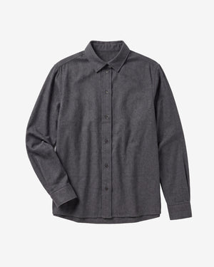 KnowledgeCotton Apparel - WMN Vega relaxed flannel shirt Shirts 1073 Dark Grey Melange
