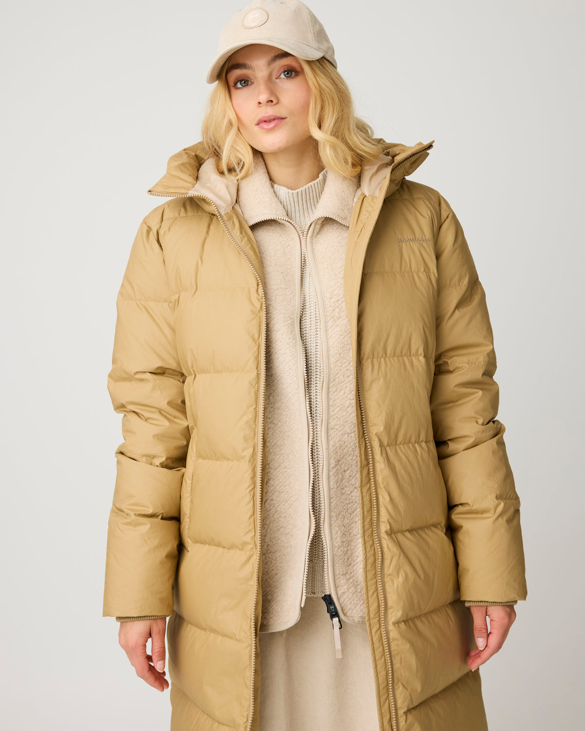 KnowledgeCotton Apparel - WMN Vent 90 puffer coat Jackets 1336 Kelp melange
