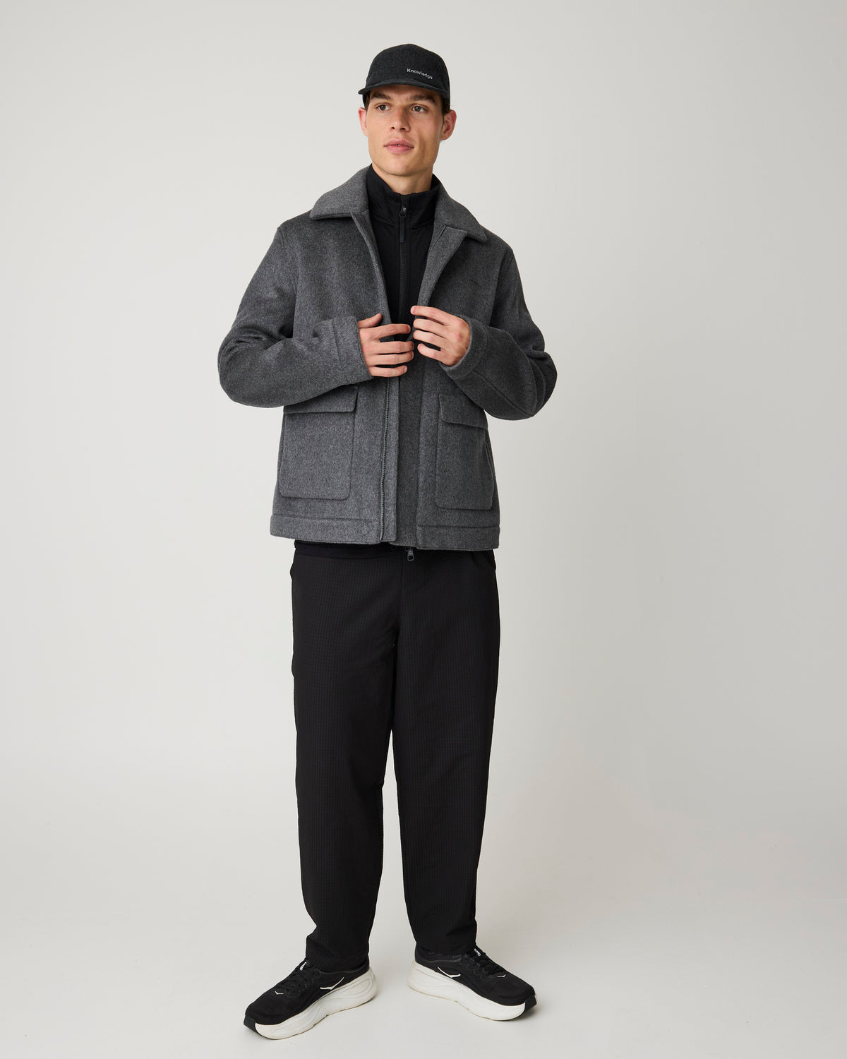 KnowledgeCotton Apparel - MEN Wool Jacket Jackets 1073 Dark Grey Melange