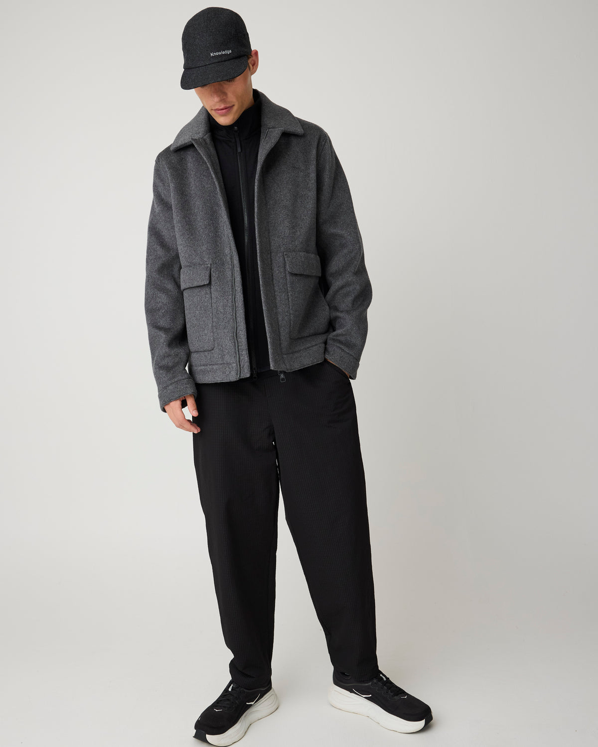 KnowledgeCotton Apparel - MEN Wool Jacket Jackets 1073 Dark Grey Melange