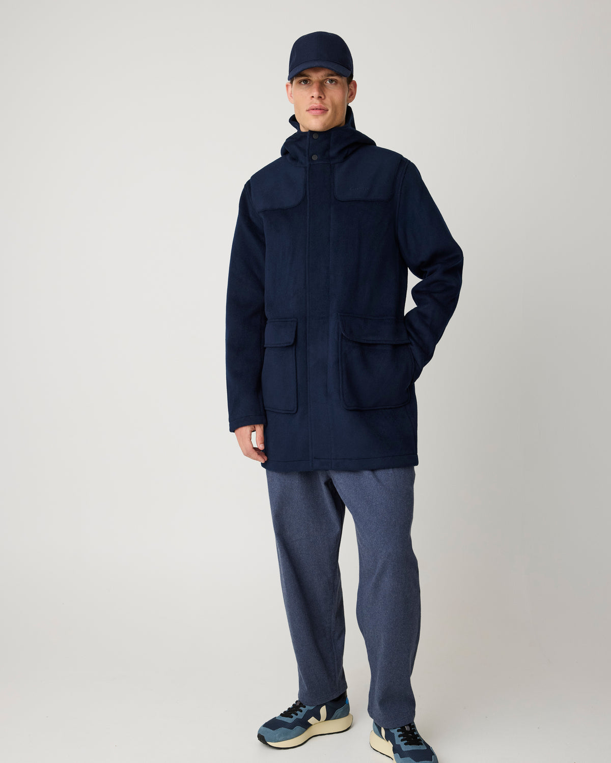 KnowledgeCotton Apparel - MEN Wool duffel coat Jackets 1412 Night Sky