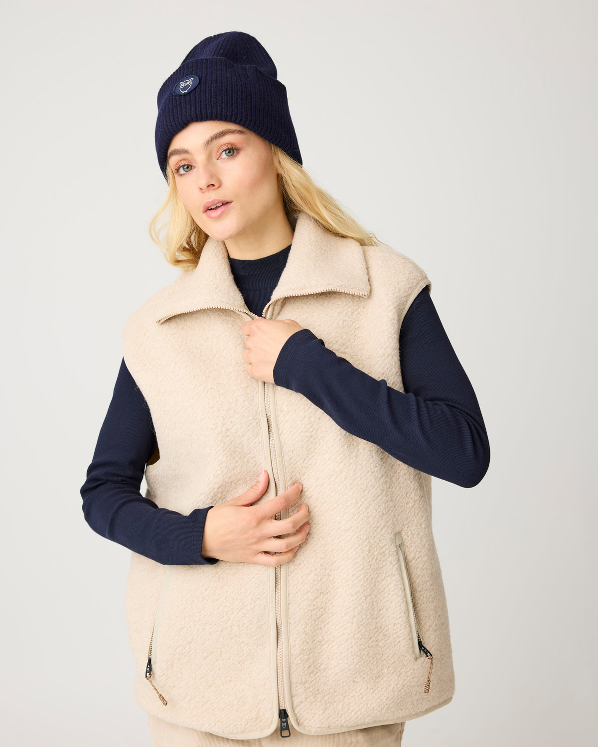 KnowledgeCotton Apparel - WMN Wool fleece zip vest Fleeces 9999 Item Colour