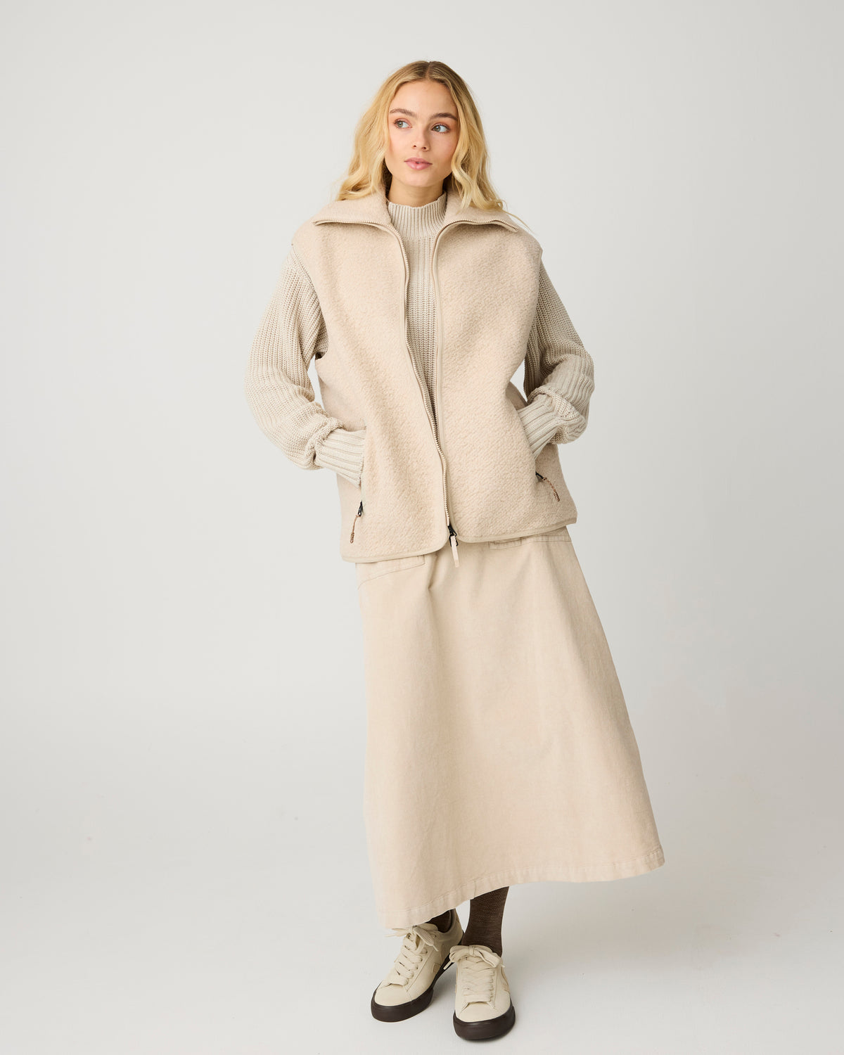KnowledgeCotton Apparel - WMN Wool fleece zip vest Fleeces 9999 Item Colour