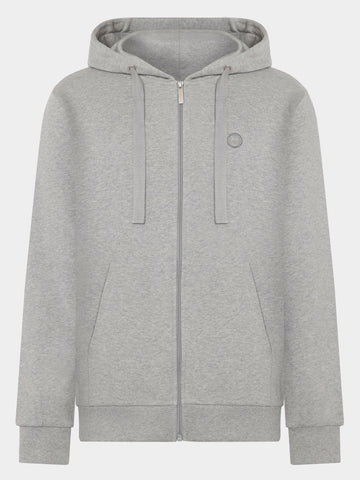 KnowledgeCotton Apparel - MEN Zip hood kangaroo badge sweat Sweats 1012 Grey Melange
