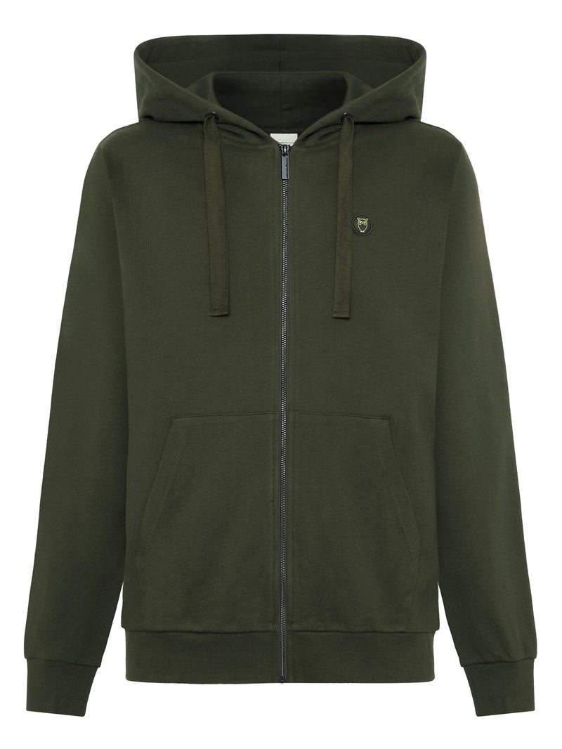 KnowledgeCotton Apparel - MEN Zip hood kangaroo badge sweat Sweats 1090 Forrest Night