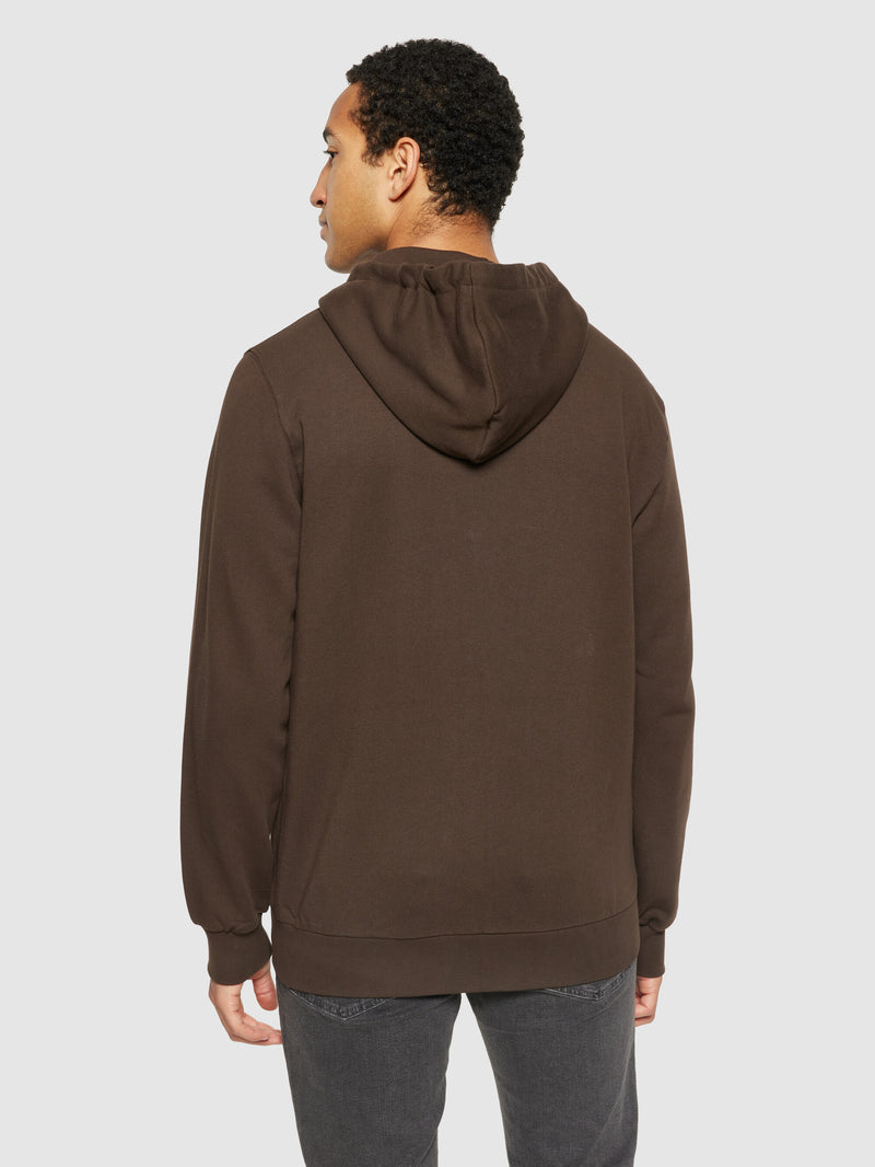 KnowledgeCotton Apparel - MEN Zip hood kangaroo badge sweat Sweats 1243 Demitasse (brown)