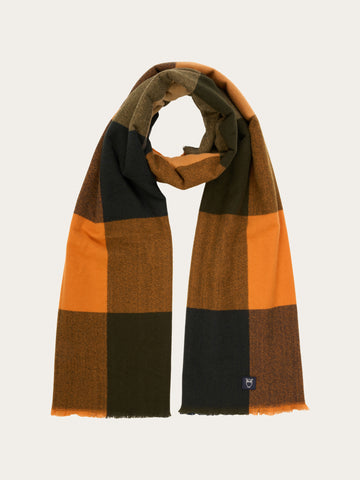 KnowledgeCotton Apparel - UNI Big check scarf Scarfs 1365 Desert Sun