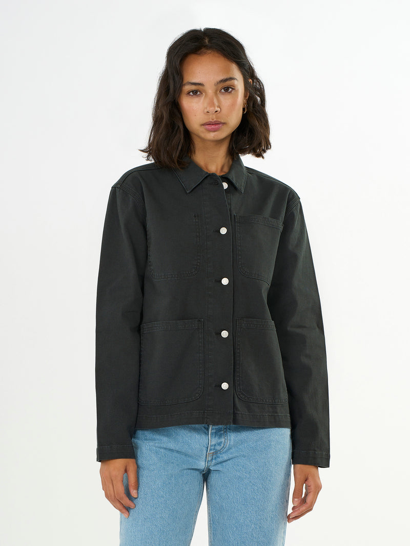 KnowledgeCotton Apparel - WMN CANVAS WORKWEAR JACKET Overshirts 1300 Black Jet