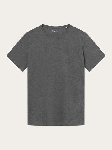 KnowledgeCotton Apparel - MEN Regular fit Basic tee T-shirts 1073 Dark Grey Melange