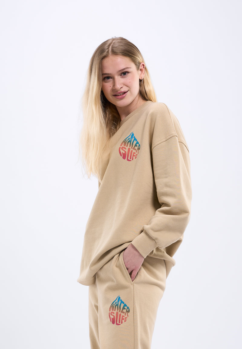 KnowledgeCotton Apparel - WMN WATERAID oversize crew neck sweat Sweats 1347 Safari