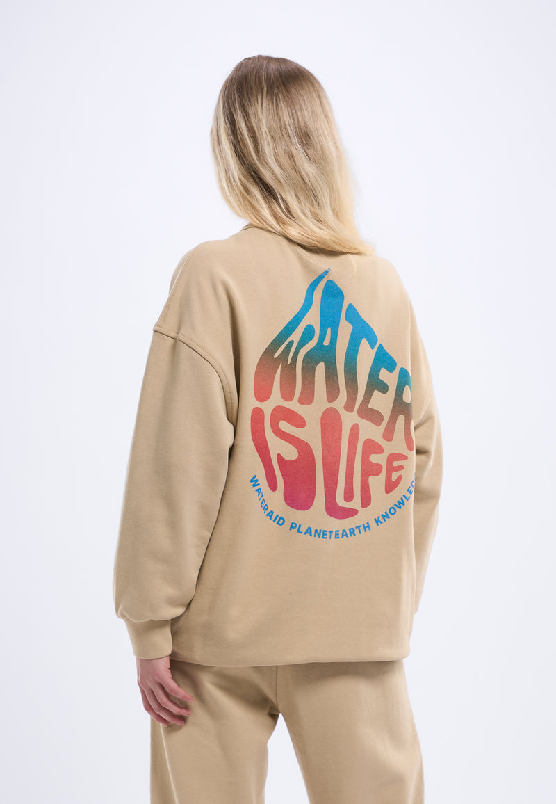 KnowledgeCotton Apparel - WMN WATERAID oversize crew neck sweat Sweats 1347 Safari